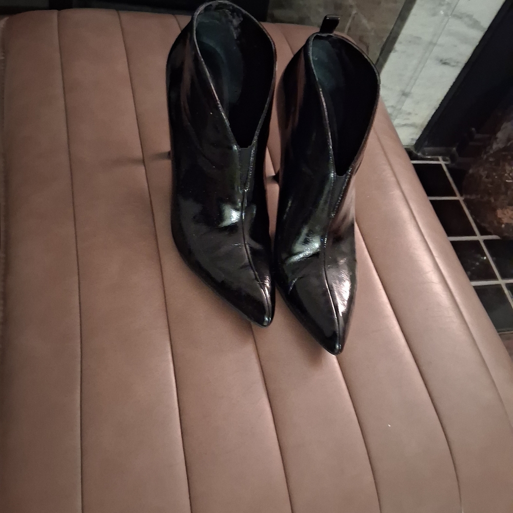 Enzo Angiolini Patent Black Ankle Boots